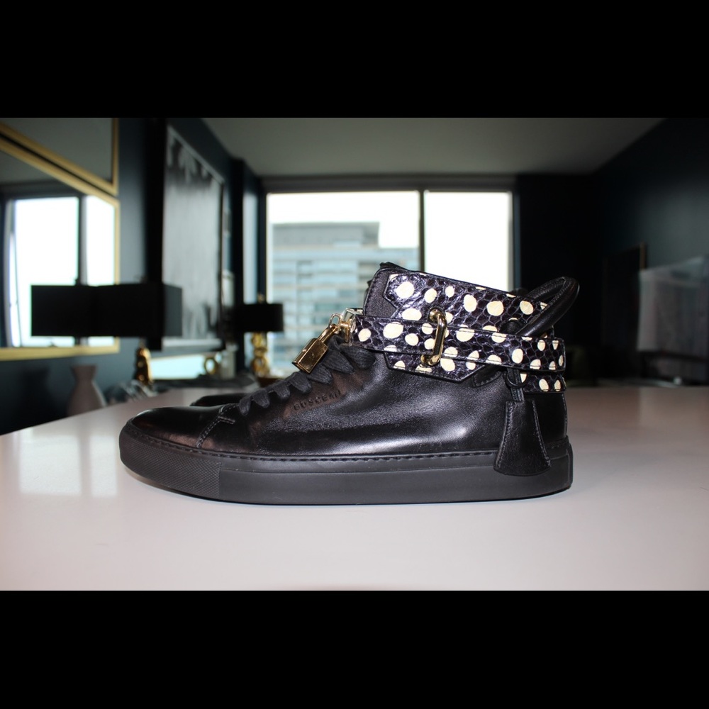 Buscemi 125MM Leather and Snakeskin Sneakers